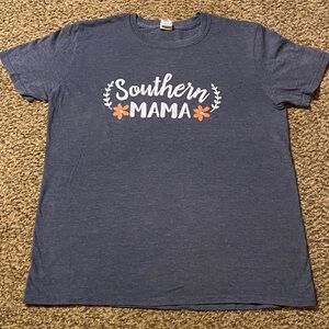 Southern Mama Women’s T-Shirt - Blue and Orange floral Southern Couture.